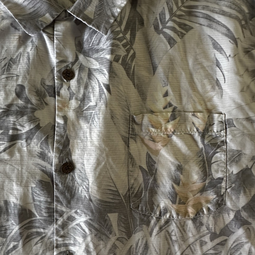 Tommy Bahama Hawaiian Shirt Mens Sz XXXL 3XL Silk Beige Floral Print Resort Wear